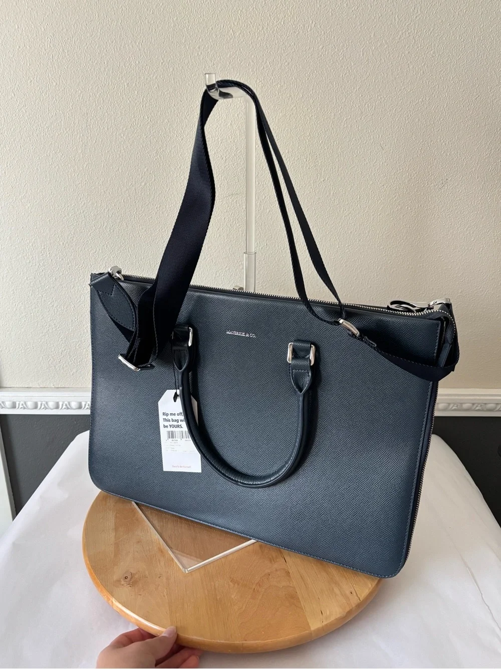 NWT Maverick & Co. Limitless Voyage Navy Blue Laptop Briefcase Crossbody Bag